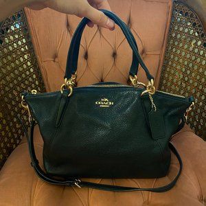 Black Leather Coach Crossbody Bag / Purse